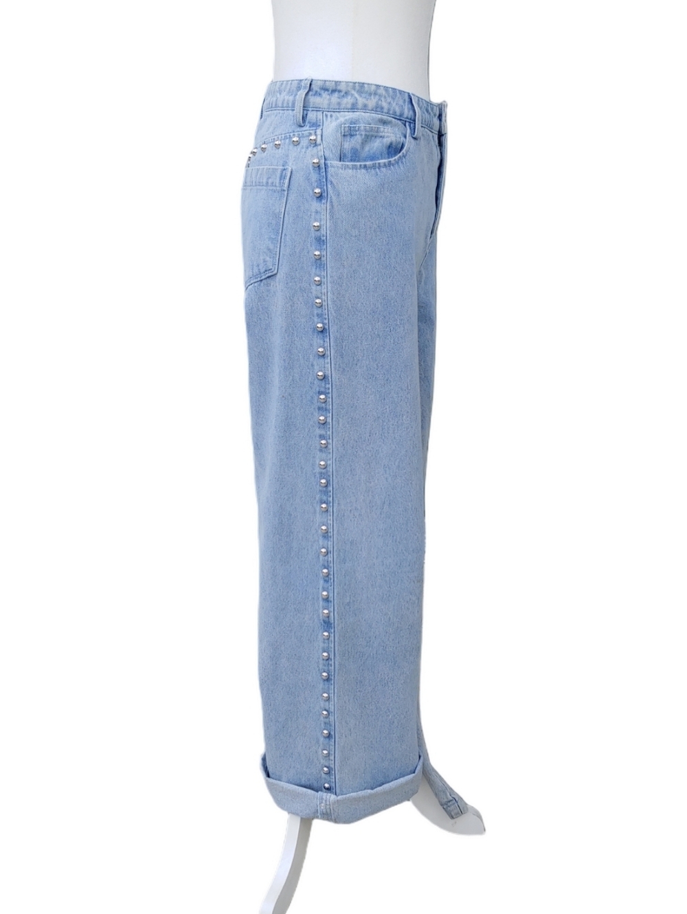 House of Harlow 1960 Light Wash Studded Wide Leg Jeans Women's 6 - Picture 13 of 16